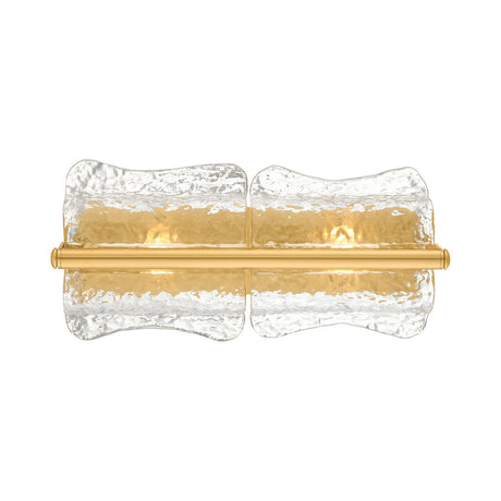 Bristolia 2 Light Wall Sconce 19", Aged Brass and Clear Piastra Glass
