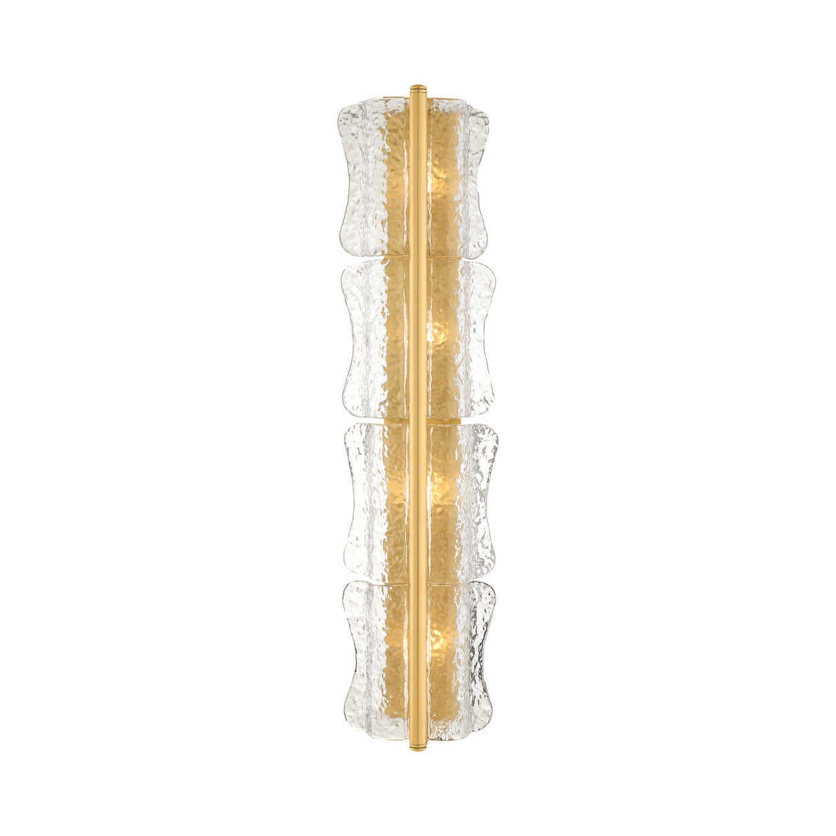 Bristolia 4 Light Wall Sconce 36", Aged Brass and Clear Piastra Glass