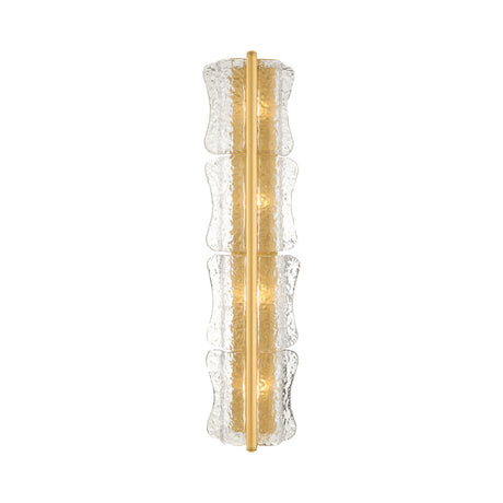 Bristolia 4 Light Wall Sconce 36", Aged Brass and Clear Piastra Glass