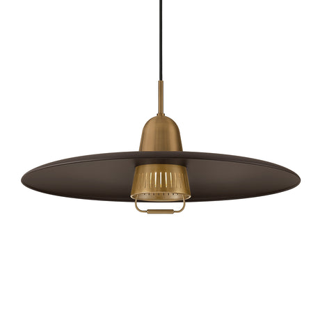 Beryl Pull Down Pendant 25", Bronze and Patina Brass
