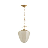 Chiya Medium Pendant 15", Vintage Brass and White Silk