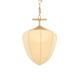 Chiya Medium Pendant 15", Vintage Brass and White Silk