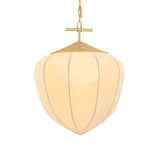 Chiya Large Pendant 21", Vintage Brass and White Silk