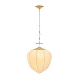 Chiya Large Pendant 21", Vintage Brass and White Silk