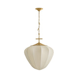 Chiya Extra Large Pendant 28", Vintage Brass and White Silk