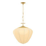 Chiya Extra Large Pendant 28", Vintage Brass and White Silk
