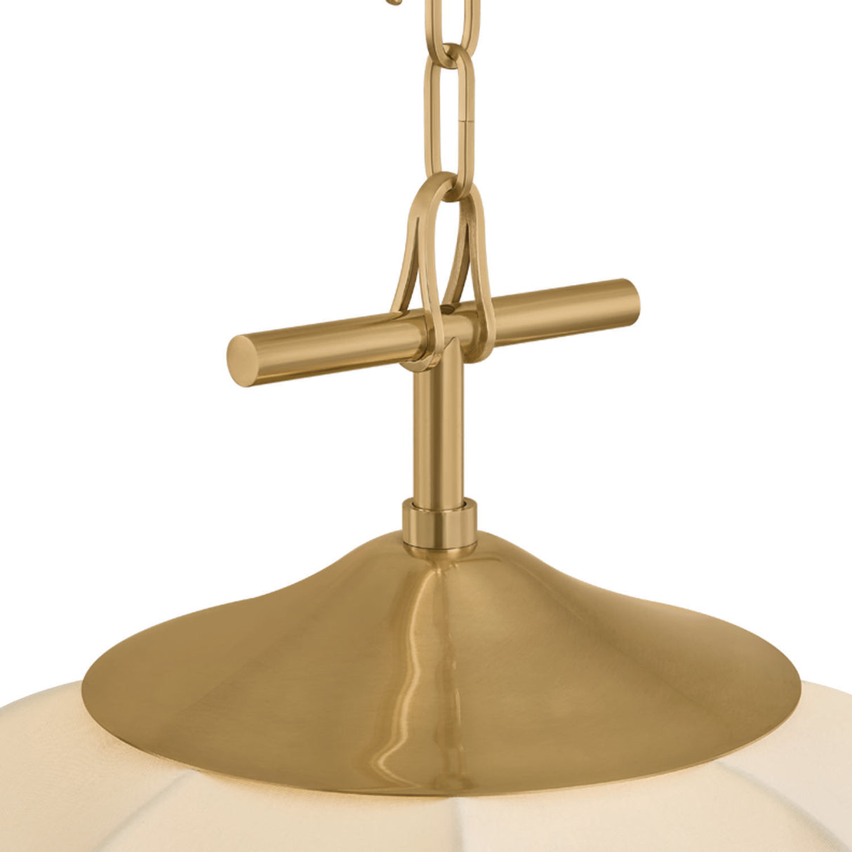 Chiya 3 Light Chandelier 44", Vintage Brass and White Silk