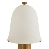 Hagan Rechargeable Table Lamp 14", Patina Brass and Cloud Glass
