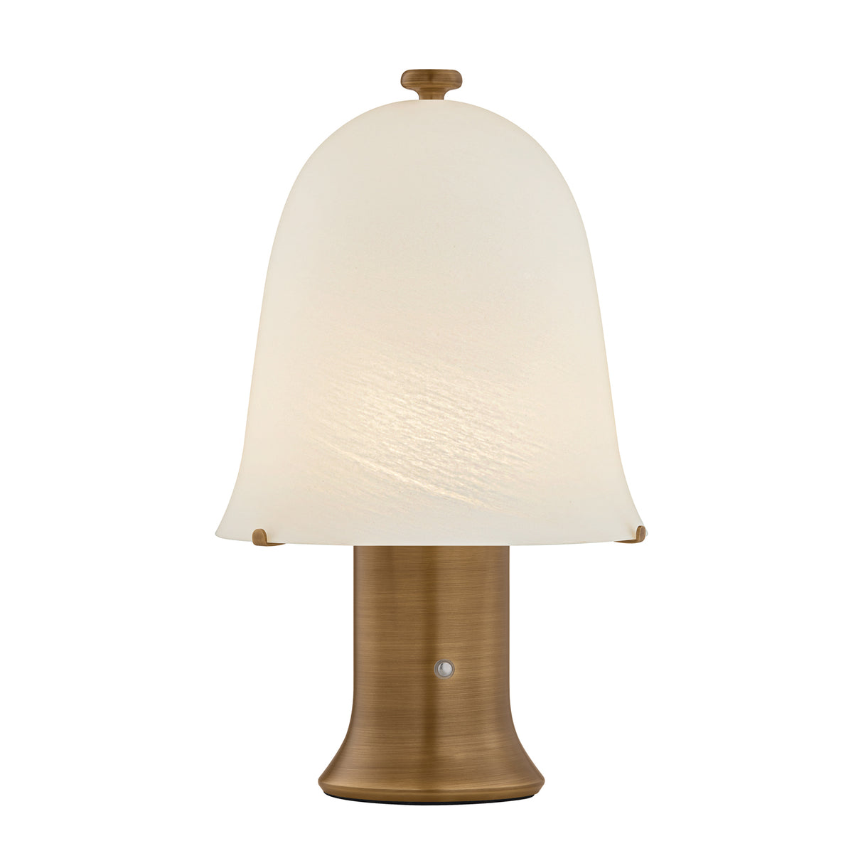 Hagan Rechargeable Table Lamp 14", Patina Brass and Cloud Glass