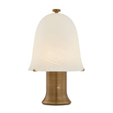 Hagan Rechargeable Table Lamp 14", Patina Brass and Cloud Glass