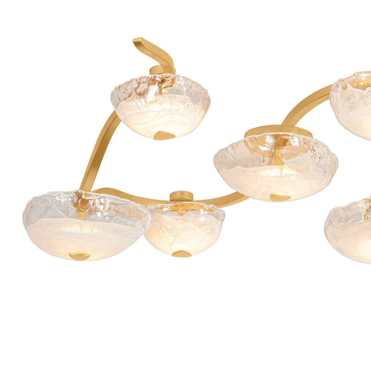 Leona 7 Light LED Semi-Flush 50", Gold Leaf and Piastra Glass