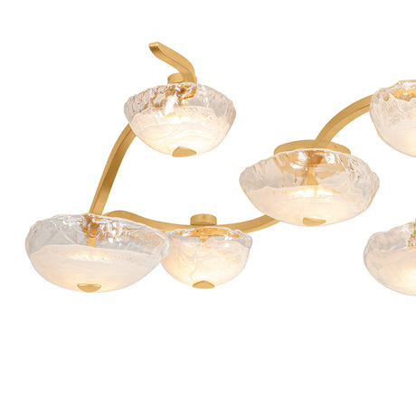 Leona 7 Light LED Semi-Flush 50", Gold Leaf and Piastra Glass