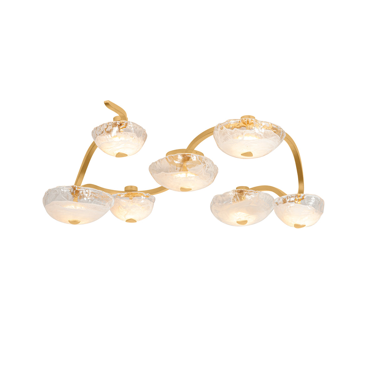 Leona 7 Light LED Semi-Flush 50", Gold Leaf and Piastra Glass