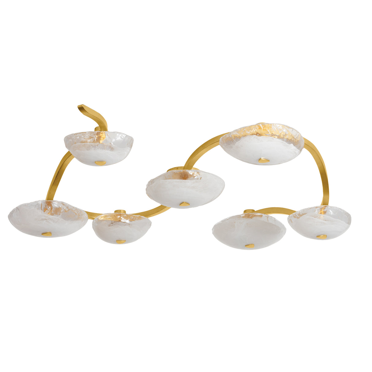 Leona 7 Light LED Semi-Flush 69", Gold Leaf and Piastra Glass