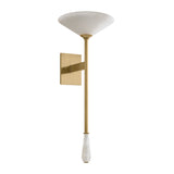 Seneca LED Wall Sconce 25", Vintage Brass and Alabaster