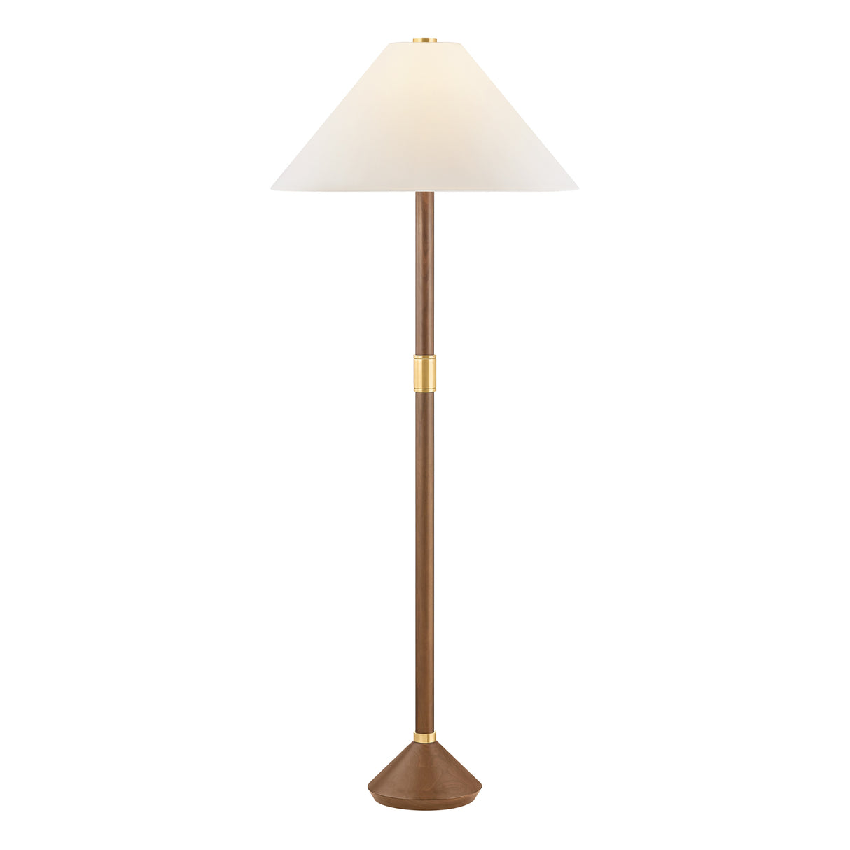 Huegus Floor Lamp 65", Walnut and Aged Brass