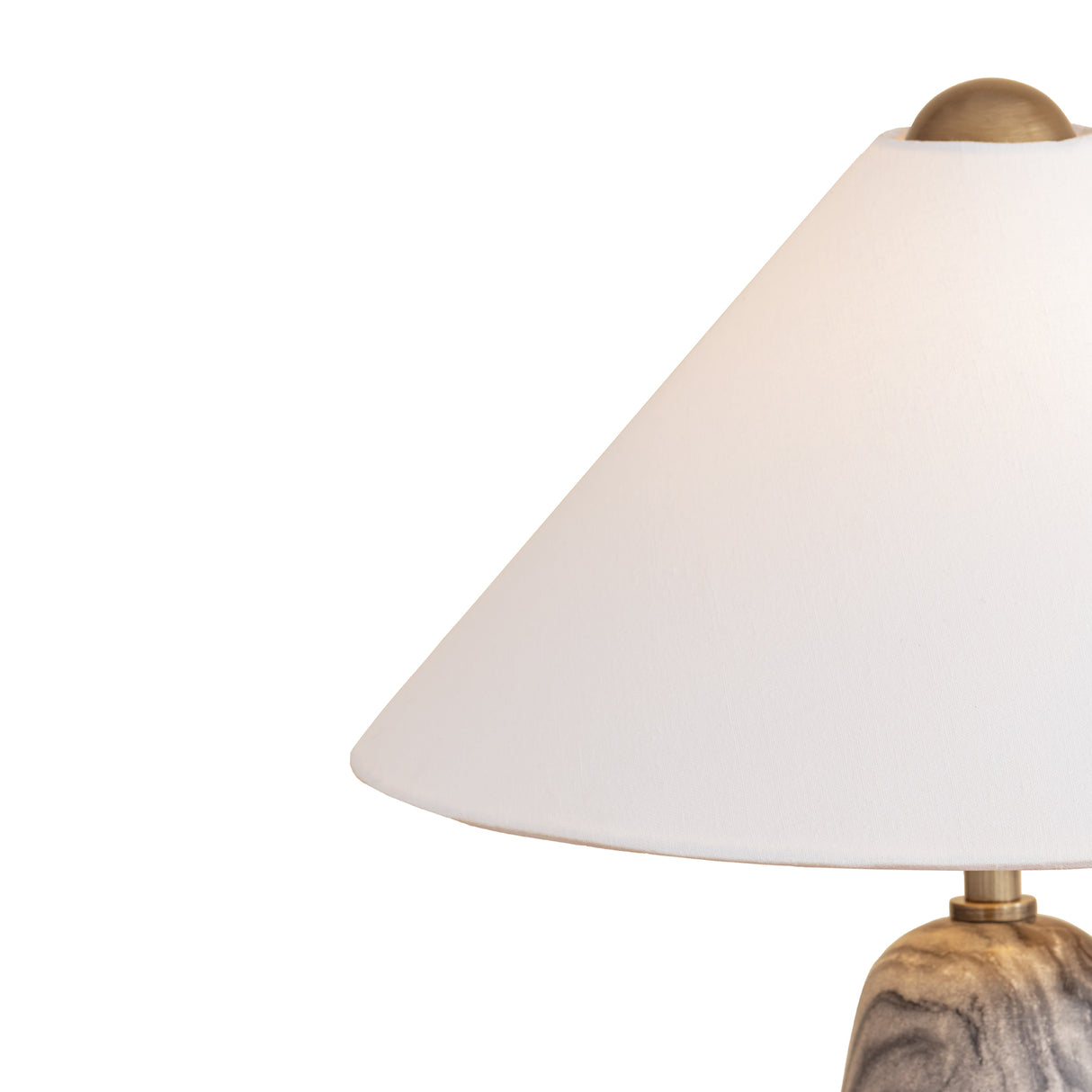 Hendrix Table Lamp 19", Gray Marble and Patina Brass
