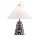 Hendrix Table Lamp 19", Gray Marble and Patina Brass