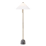 Hendrix Floor Lamp 64", Gray Marble and Patina Brass