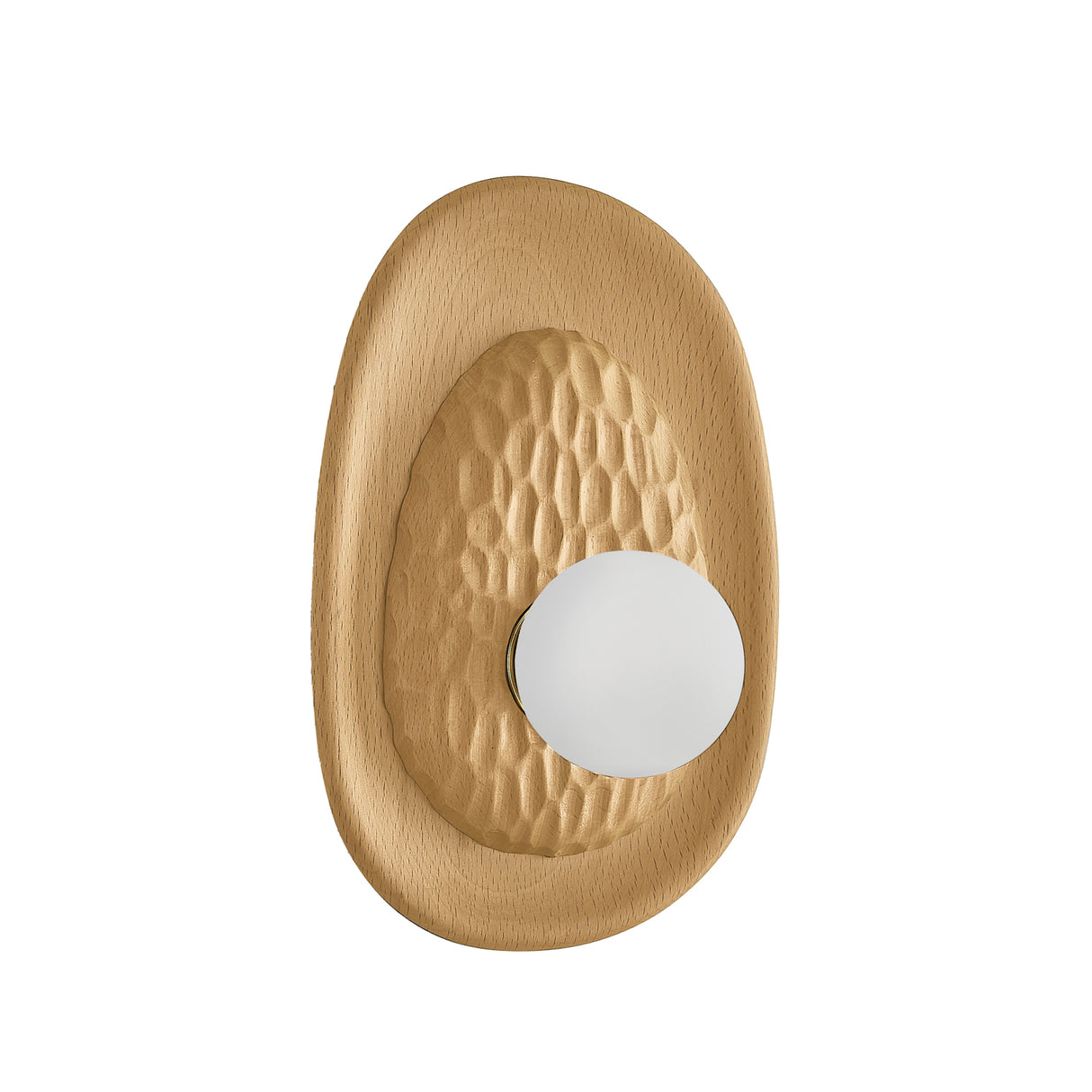 Sybella Wall Sconce 11", Beech Wood and Aged Brass