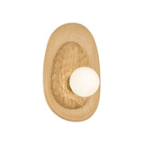 Sybella Wall Sconce 11", Beech Wood and Aged Brass