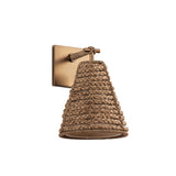 Grove Wall Sconce 11", Braided Jute and Patina Brass