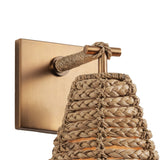 Grove Wall Sconce 11", Braided Jute and Patina Brass