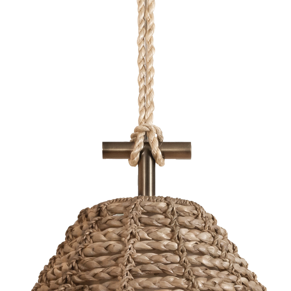 Grove Large Pendant 20", Braided Jute and Patina Brass