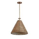 Grove Large Pendant 20", Braided Jute and Patina Brass