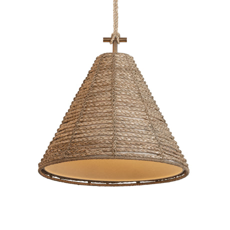 Grove Large Pendant 20", Braided Jute and Patina Brass