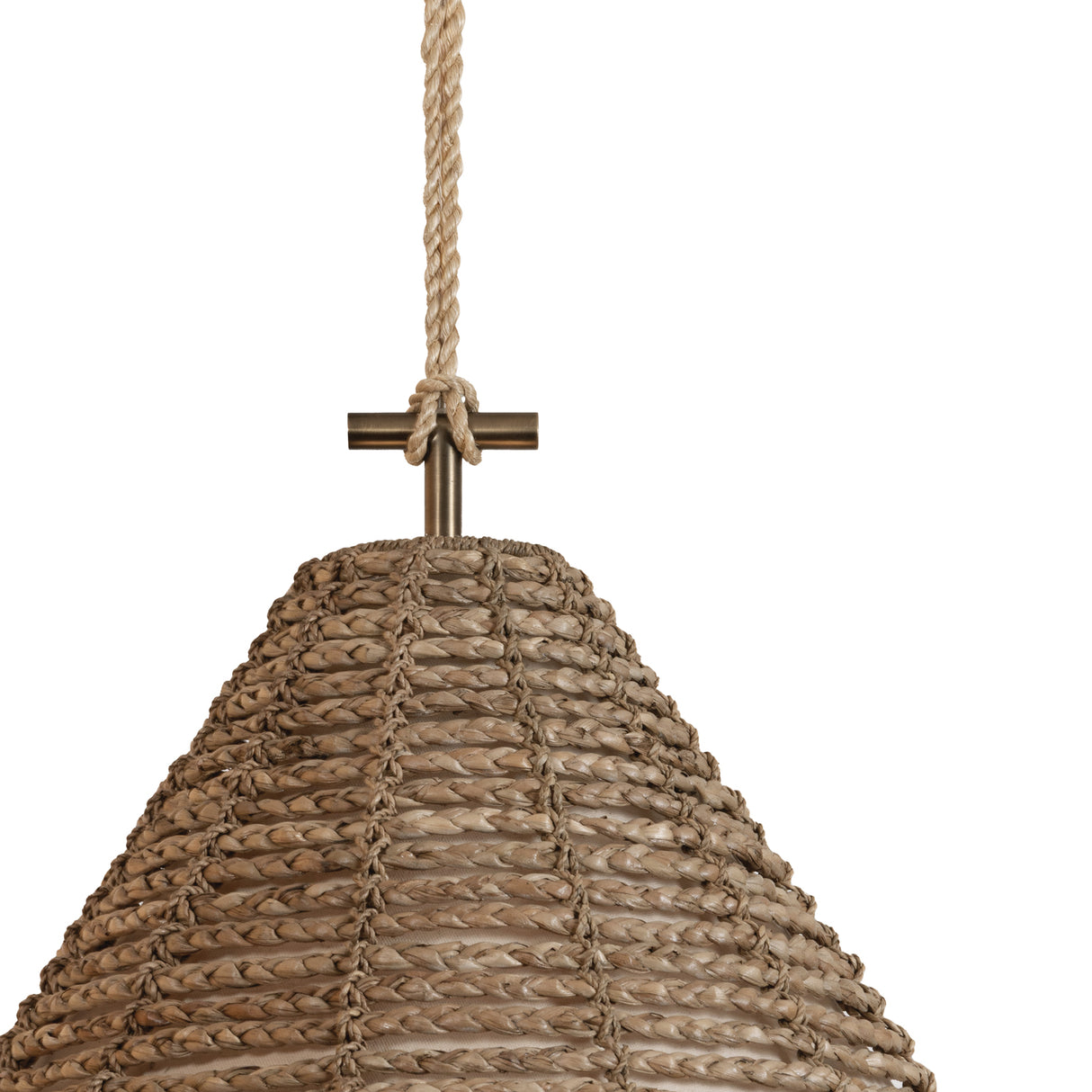 Grove Extra Large Pendant 30", Braided Jute and Patina Brass