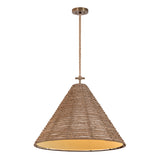 Grove Extra Large Pendant 30", Braided Jute and Patina Brass