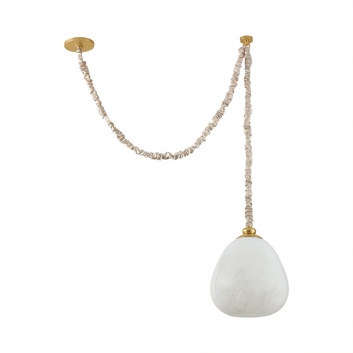 Elisha Swag Pendant 12", Cloud Glass and Aged Brass