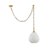 Elisha Swag Pendant 12", Cloud Glass and Aged Brass