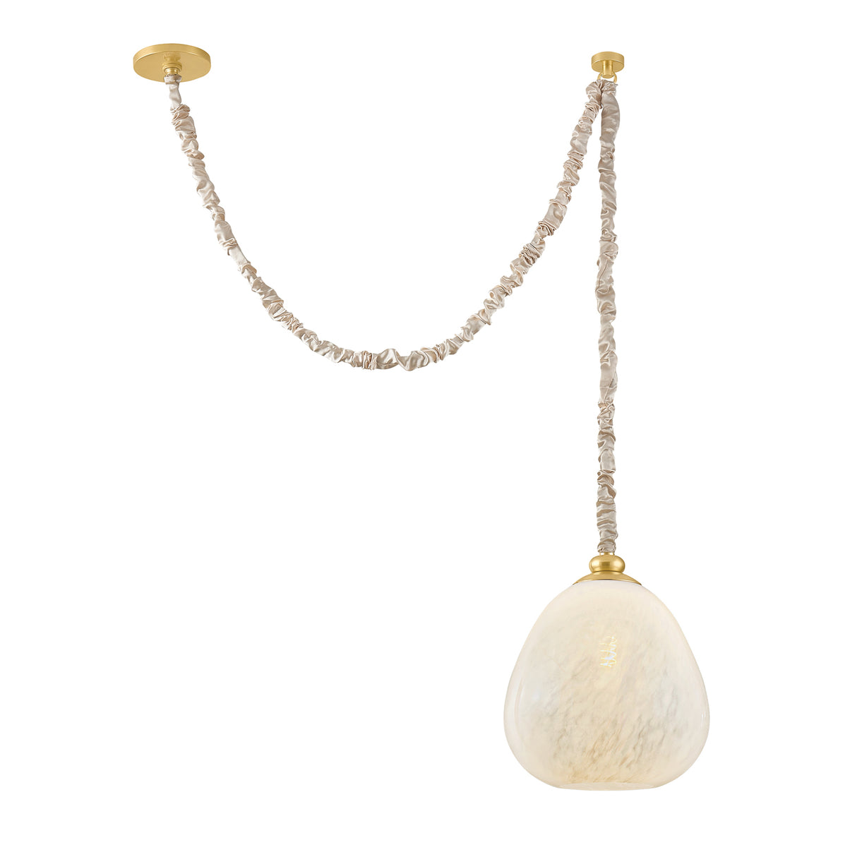 Elisha Swag Pendant 12", Cloud Glass and Aged Brass