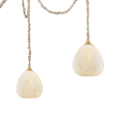 Elisha 3 Light Swag Chandelier, Cloud Glass and Aged Brass