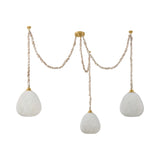 Elisha 3 Light Swag Chandelier, Cloud Glass and Aged Brass