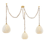Elisha 3 Light Swag Chandelier, Cloud Glass and Aged Brass