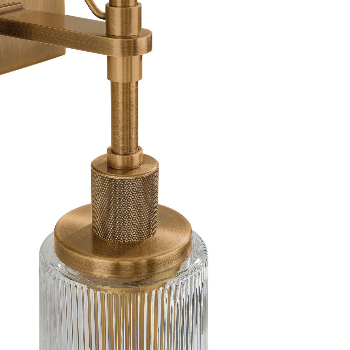 Webster Outdoor Wall Light, Large 22", Patina Brass and Clear Reeded Glass