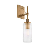 Webster Outdoor Wall Light, Medium 18", Patina Brass and Clear Reeded Glass
