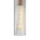 Webster Outdoor Wall Light, Large 22", Patina Brass and Clear Reeded Glass