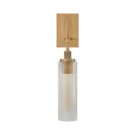 Webster Outdoor Wall Light, Large 22", Patina Brass and Clear Reeded Glass