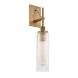 Webster Outdoor Wall Light, Large 22", Patina Brass and Clear Reeded Glass