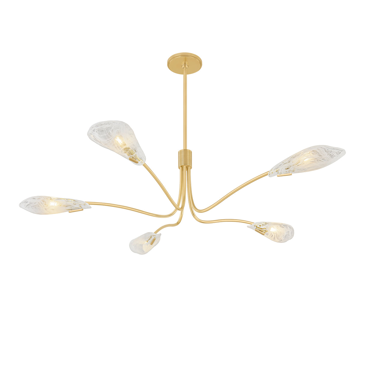 Xenia 5 Light Chandelier 56", Aged Brass and Art Glass