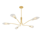 Xenia 5 Light Chandelier 56", Aged Brass and Art Glass