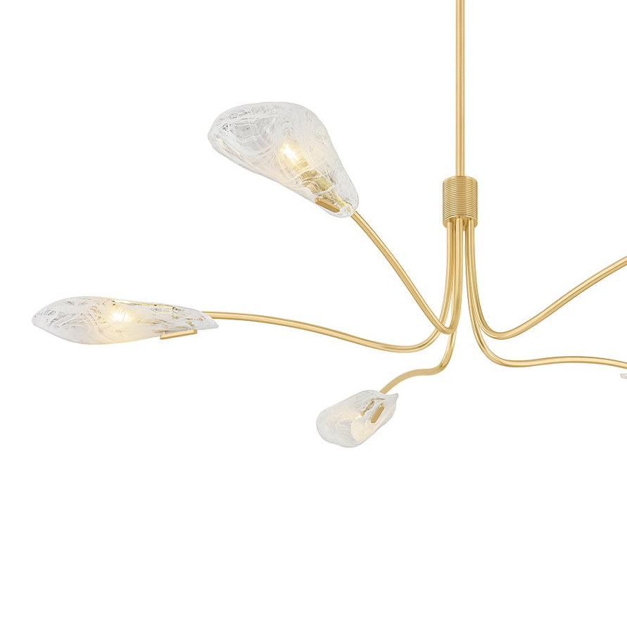 Xenia 5 Light Chandelier 56", Aged Brass and Art Glass