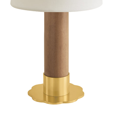 Waylen Rechargeable Table Lamp 14", Light Oak and Aged Brass