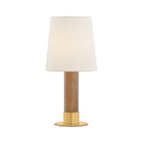 Waylen Rechargeable Table Lamp 14", Light Oak and Aged Brass