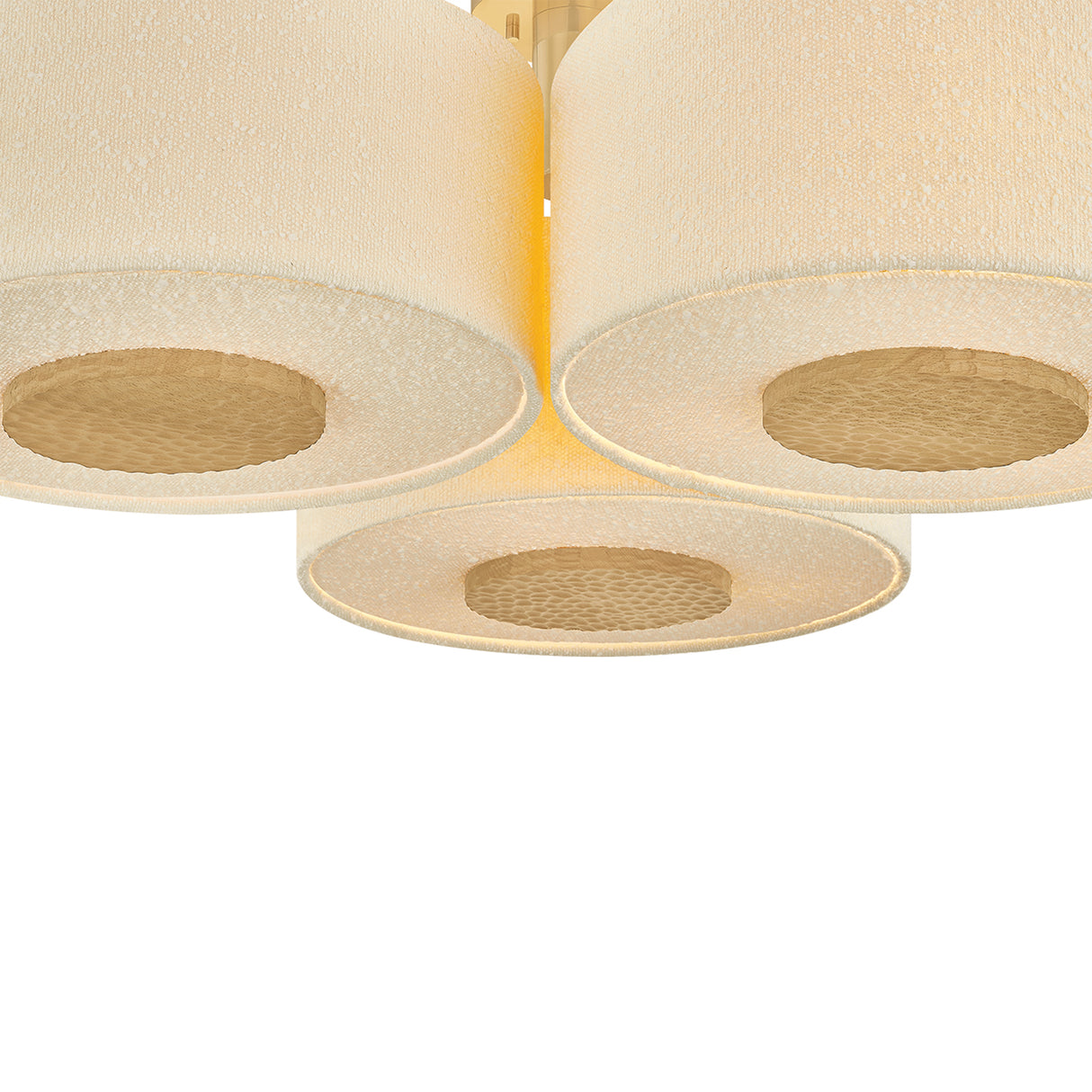 Wolfe Extra Large Semi-Flush 40", Ivory Boucle, Aged Brass and Beech Wood