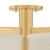 Wolfe Extra Large Semi-Flush 40", Ivory Boucle, Aged Brass and Beech Wood
